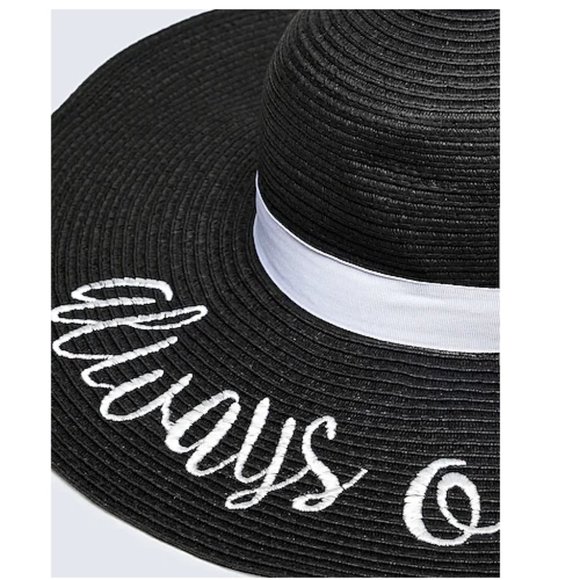 Apricot Lane Floppy Sun Hat Always On Vacay Embroidered Black ONE SIZE NWOT - Picture 3 of 8